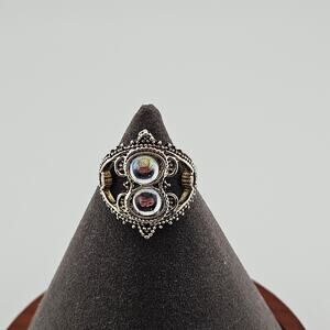 Silver Tone Patina Art Deco Cocktail Ring Old Money Great Gatsby Women's Size 9